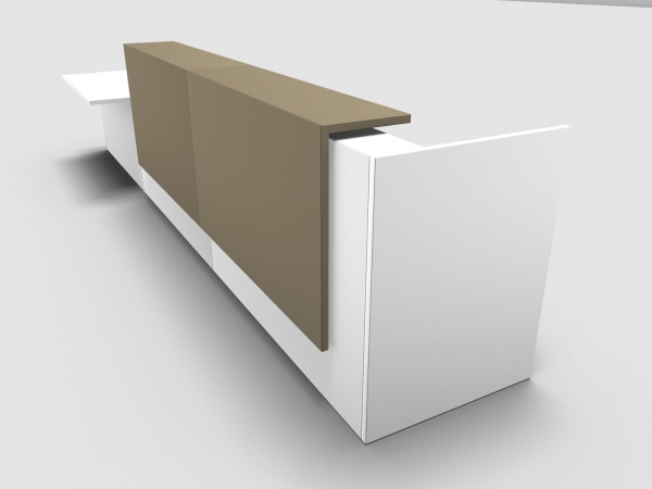 Quadrifoglio Z2 Empfangstheke C51 weiss 466cm Tisch:rechts Blende:Lack/beige Gestell:weiss