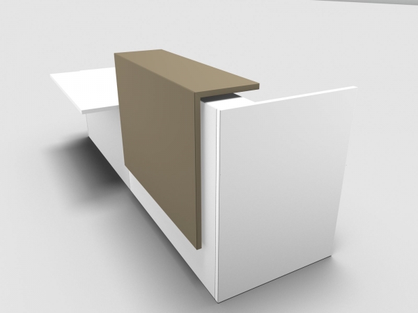 Quadrifoglio Z2 Empfangstheke C57 weiss 286cm Tisch:rechts Blende:Lack/beige Gestell:weiss