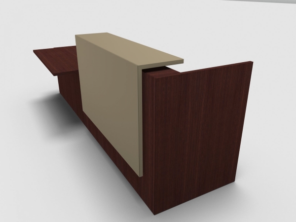 Quadrifoglio Z2 Empfangstheke C58 Wenge 306cm Tisch:rechts Blende:Lack/beige Gestell:silbern